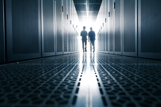 Technical personnel in machine room inspection