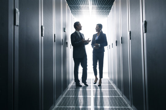 Technical personnel in machine room inspection
