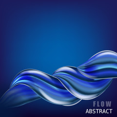 Trendy abctract colorful flow poster, baner, template. Wave Liquid shape in blue color