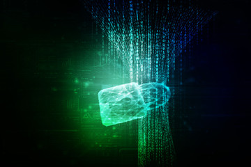 2d illustration Safety concept: Closed Padlock on digital background