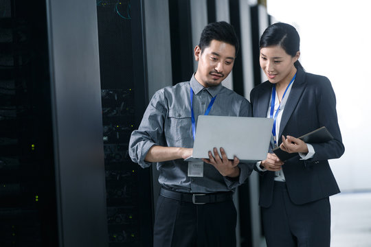 Technical personnel in the room