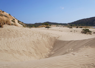 Sandy desert dunes. Southern landscape without water.