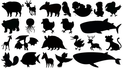 Set of silhouette animal