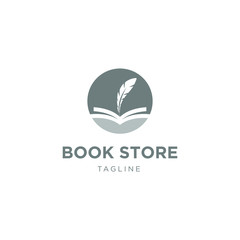 Book and Quill logo design template inspiration