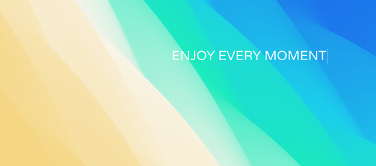 Enjoy every moment. Wave of ocean on the sandy beach. Nature background. Modern screen design for mobile app and web. Summer vector illustration.