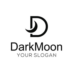 Initial D With Moon Shape Logo Design Template