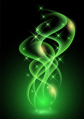 Glowing background with neon smoke and sparkle stars