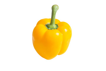 Yellow pepper isolated on white background. Pepper vegetable closeup.