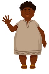Plump African man in long shirt and sandals with afro hairstyle
