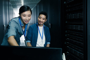 Technical personnel in the maintenance room inspection
