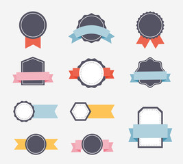 Flat design of labels, ribbon banners, Banner Web Sticker illustration.