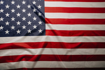 Naklejka premium United States of America flag. Image of the american flag flying in the wind.