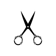 scissors black silhouette with ornament