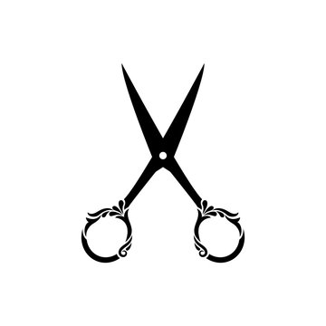 scissors black silhouette with ornament