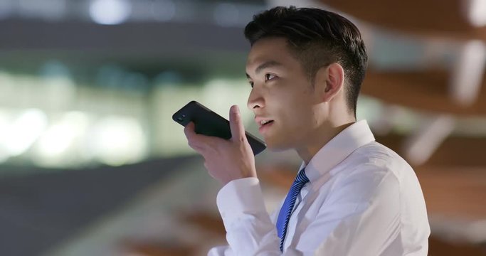 man speak to audio assistant