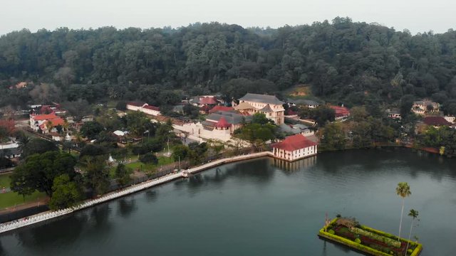 Aerial view of temple of the tooth Sri Lanka drone footage - Kandy Srilanka 