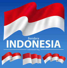 Vector illustration, Indonesian flag in several shape.