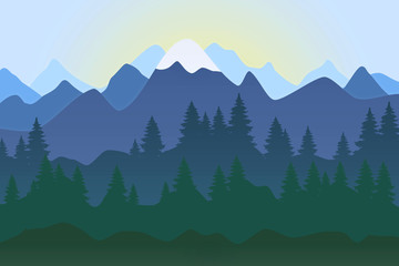 Fototapeta premium Landscape with mountains and trees