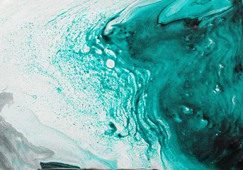 Printed kitchen splashbacks Turquoise photography of abstract marbleized effect background. black, light turquoise and white creative colors. Beautiful paint