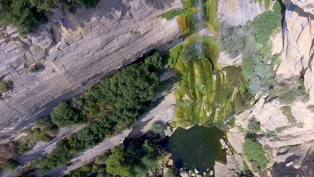 Views from above. The salt of Sallent is the waterfall with the highest vertical drop in Catalonia, Spain