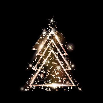 A geometric Christmas tree. Rose Gold Glitter.