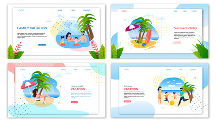 Summer Holidays Family Vacation Landing Page Set