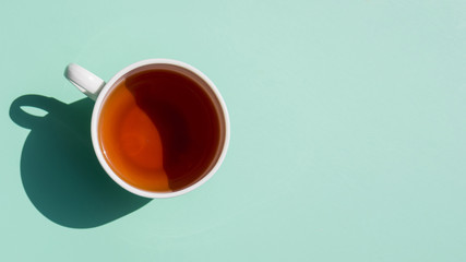 Flat lay tea cup still life