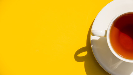 Flat lay tea cup still life