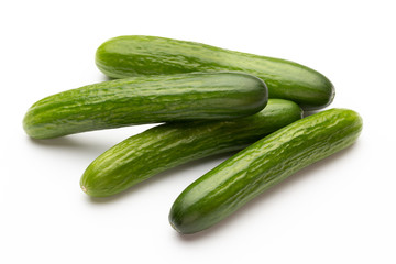 Fresh cucumber on white background.