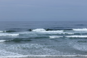 Top view of the Pacific Ocean. Waves near the shore. Oregon. USA.