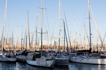  Docked yachts parking . Barcelona, Spain