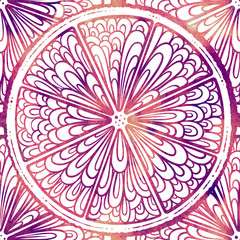 Colorful citrus slices vector seamless pattern. Summer grapefruit background.