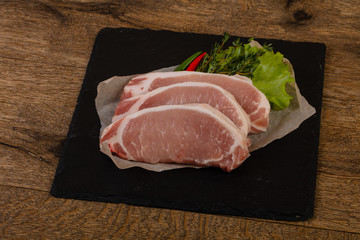 Raw pork steak