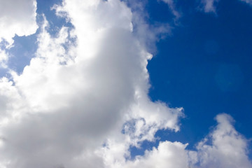 Clouds and blue sky background with copy space