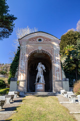 A statue in a niche of the Cernobbio Park near the Castle. Italy