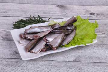 Anchovy fish snack in the bowl