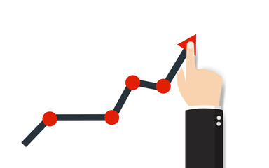 Successful way up to goal. Ambition business. Path chart to target. Vector illustration