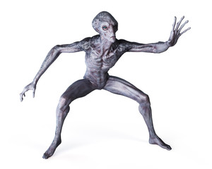 3d rendered illustration of an alien on white background