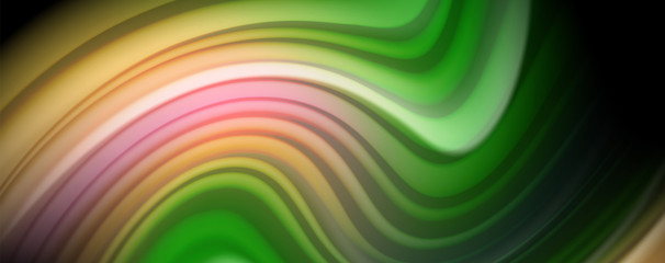 Obraz premium Fluid liquid color wave lines, glowing colorful light effect, abstract composition template. Geometric technology abstract pattern. Movement concept