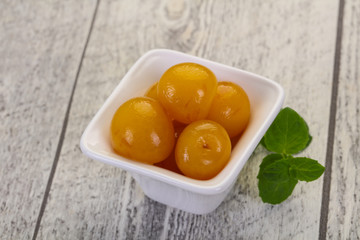 Yellow ripe cherry dessert