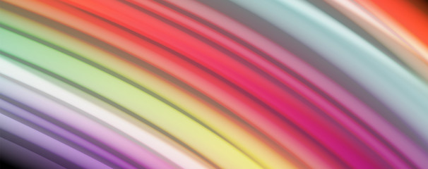 Modern rainbow liquid color flow colorful poster. Wave Liquid shape in black color background. Abstract composition