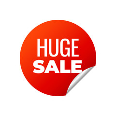 Red Vector Banner Sticker on white background, huge sale