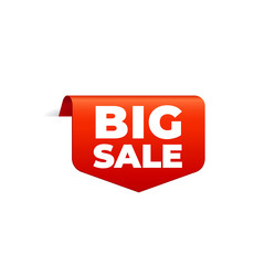 Red Vector Banner Ribbon on white background, top bookmark, big sale