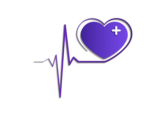 Heart icon with heartbeat sign. Label design concept hospital equipment isolated on white sign.