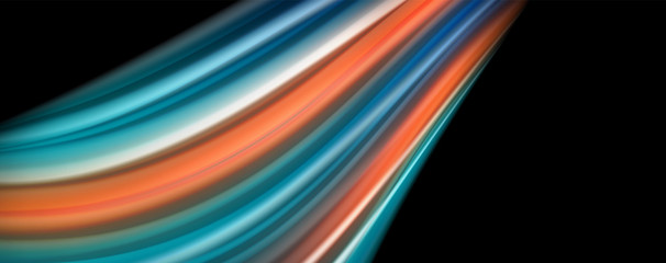 Modern rainbow liquid color flow colorful poster. Wave Liquid shape in black color background. Abstract composition