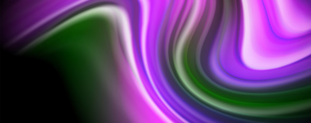 Fluid liquid color wave lines, glowing colorful light effect, abstract composition template. Geometric technology abstract pattern. Movement concept