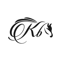 initials horse logo design KB