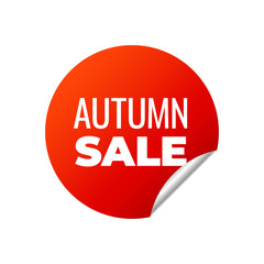 Red Vector Banner Sticker on white background, autumn sale