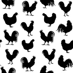 Seamless pattern with black cock