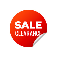 Red Vector Banner Sticker on white background, sale clearance